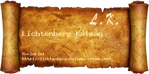 Lichtenberg Kálmán névjegykártya